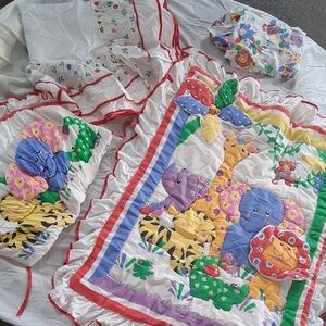 Vintage 1993 Colorful Animal Print Baby Bedding 4 Set